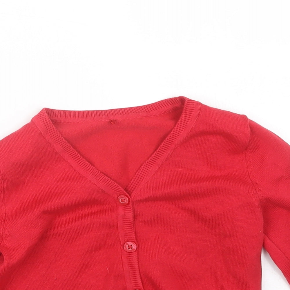 George Girls Red  Knit Cardigan Jumper Size 4-5 Years