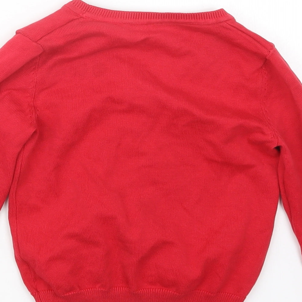 George Girls Red  Knit Cardigan Jumper Size 4-5 Years