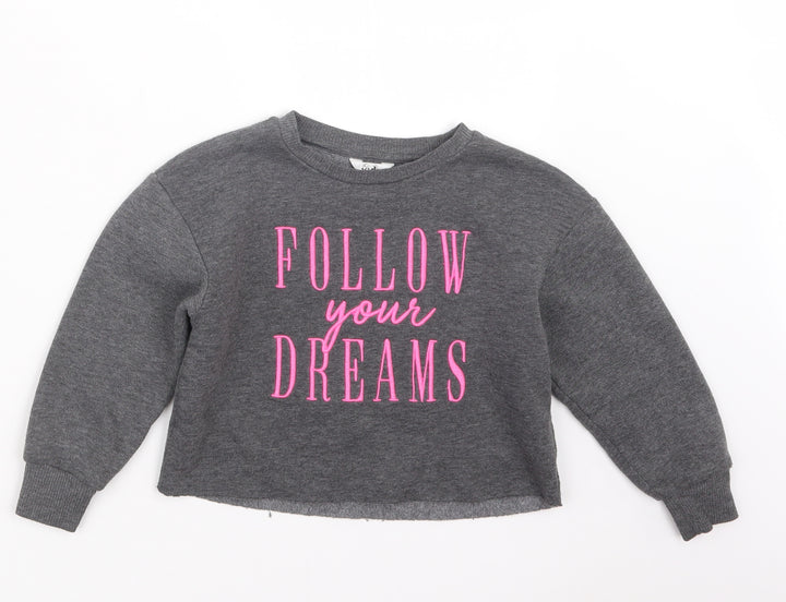 M&Co Girls Grey Pullover Jumper Size 5-6 Years
