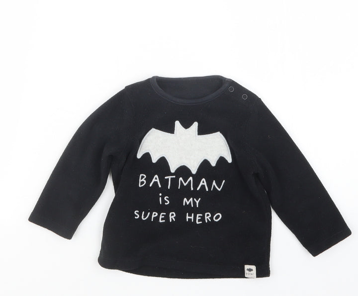 George Boys Black Geometric Babydoll Pyjama Top Size 9-12 Months - Batman