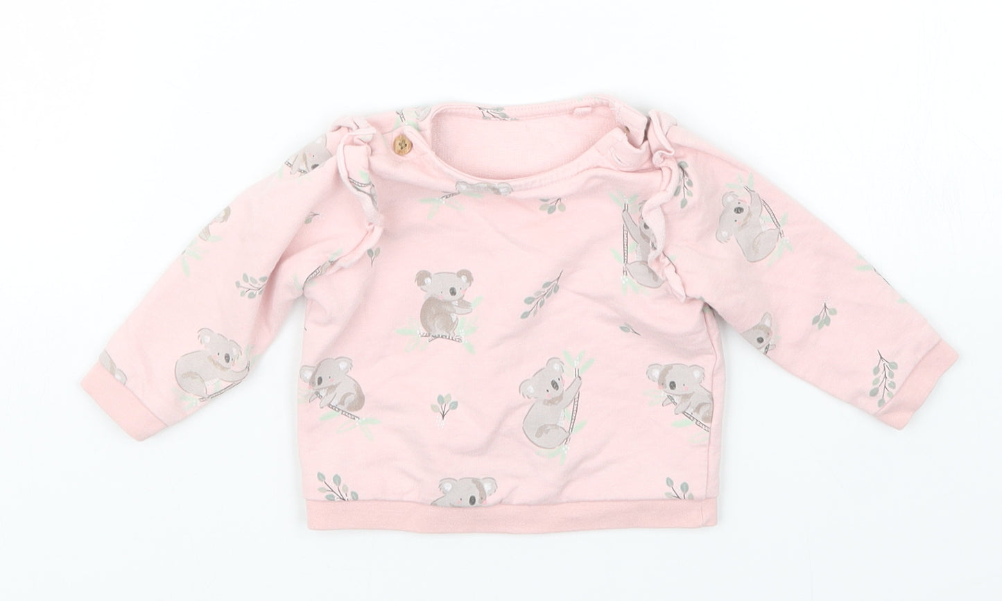 TU Girls Pink Geometric  Pullover Jumper Size 0-3 Months