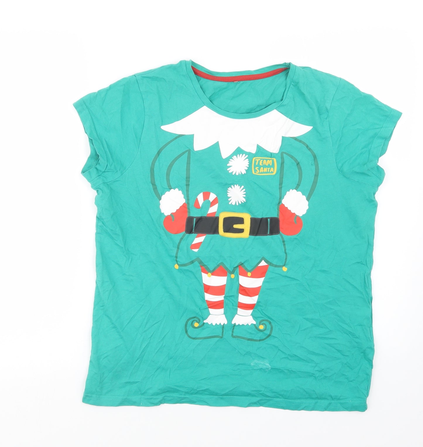 George Womens Green   Basic T-Shirt Size 12  - Christmas