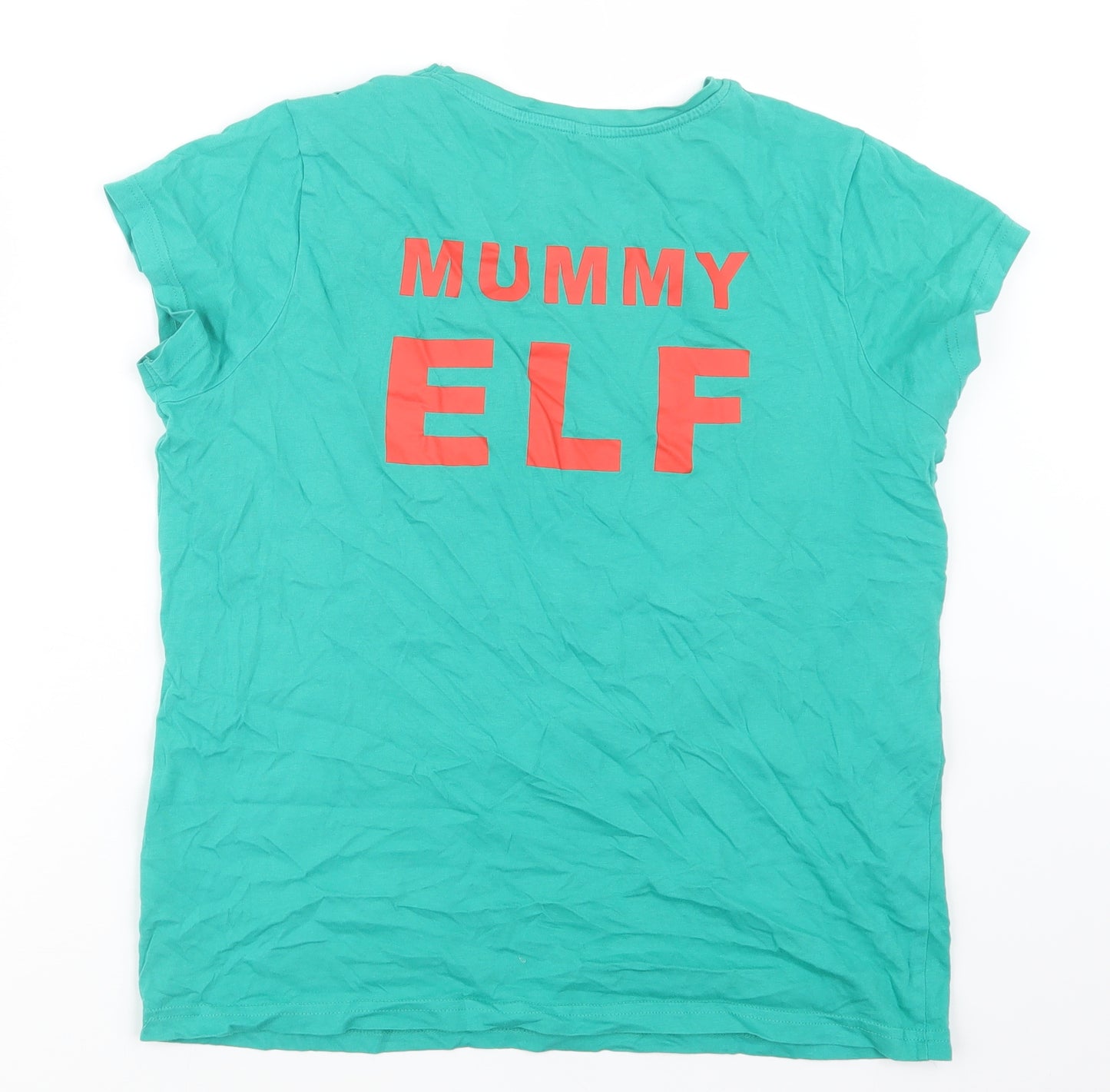 George Womens Green   Basic T-Shirt Size 12  - Christmas