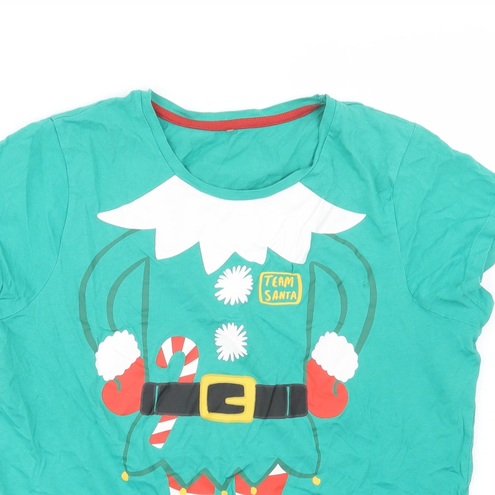 George Womens Green   Basic T-Shirt Size 12  - Christmas