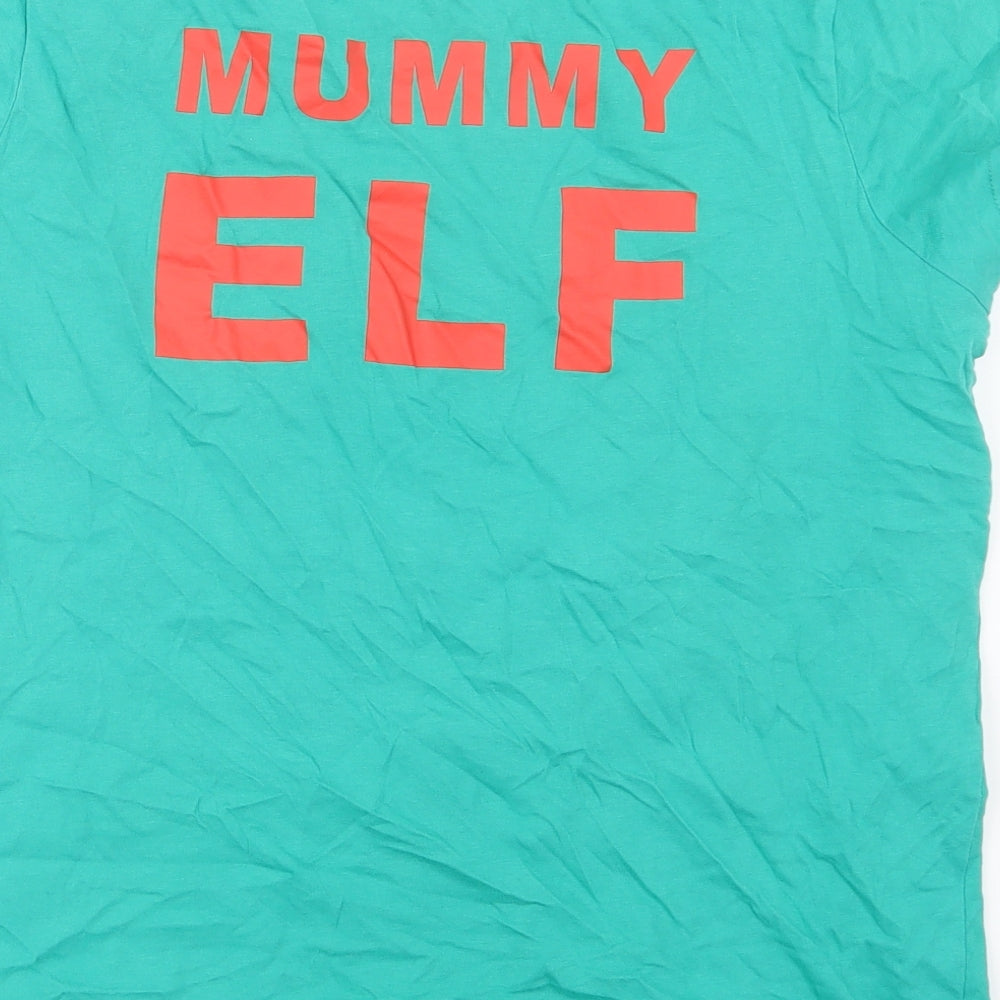 George Womens Green   Basic T-Shirt Size 12  - Christmas