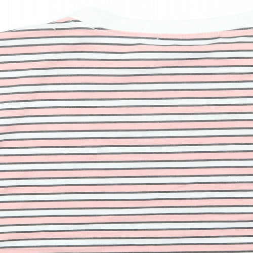 Missguided Womens Pink Striped  Cropped T-Shirt Size 8