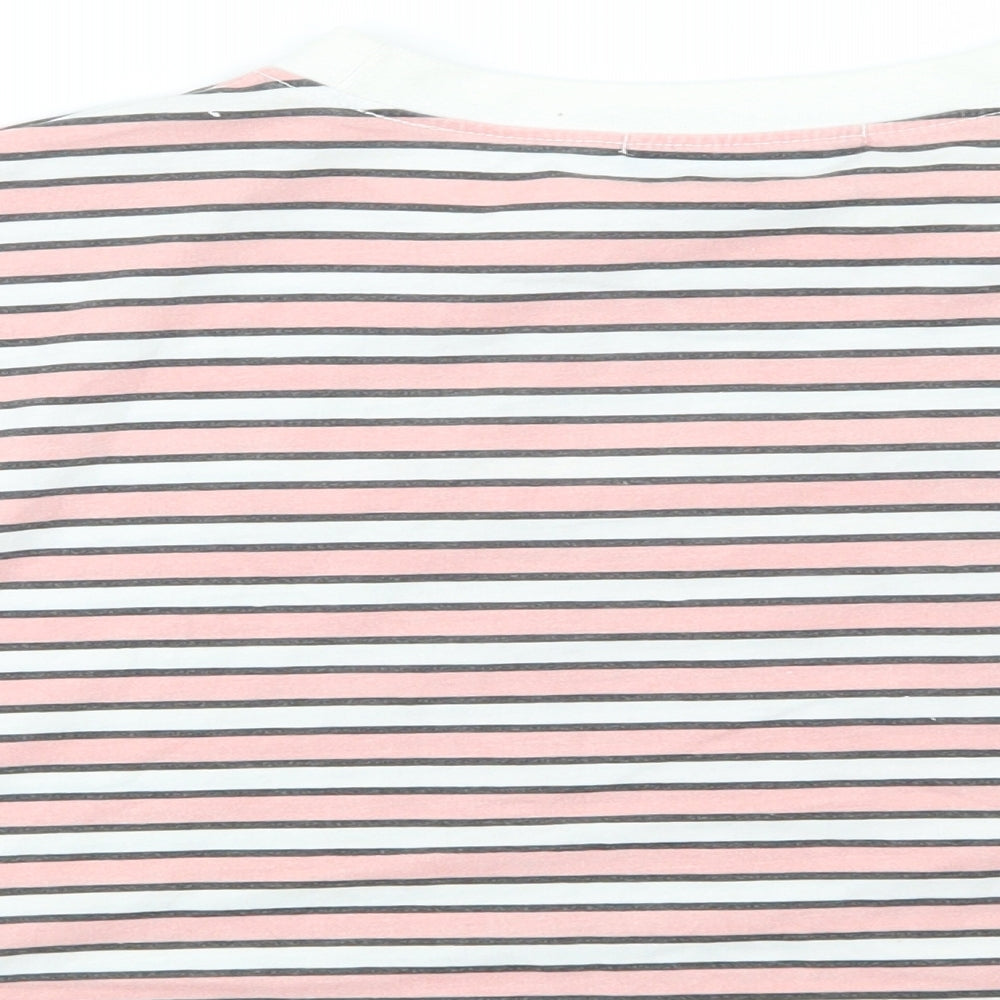 Missguided Womens Pink Striped  Cropped T-Shirt Size 8