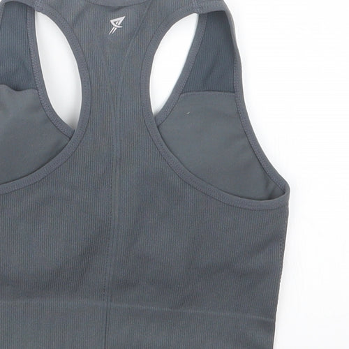 Workout Womens Grey   Cropped T-Shirt Size 6  - Sports Bra