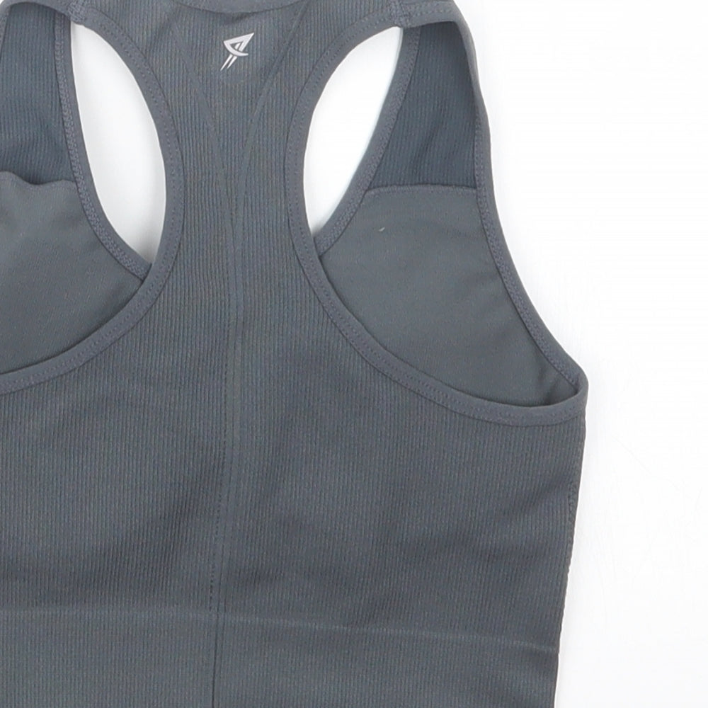 Workout Womens Grey   Cropped T-Shirt Size 6  - Sports Bra