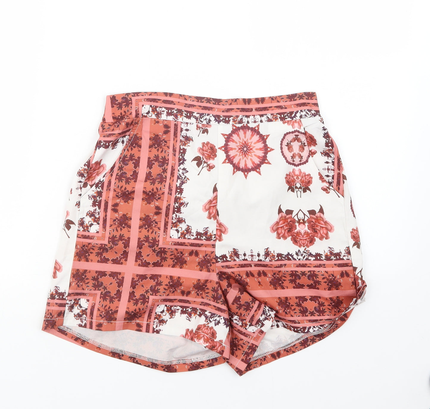 SheIn Womens Red Geometric  Boyfriend Shorts Size S