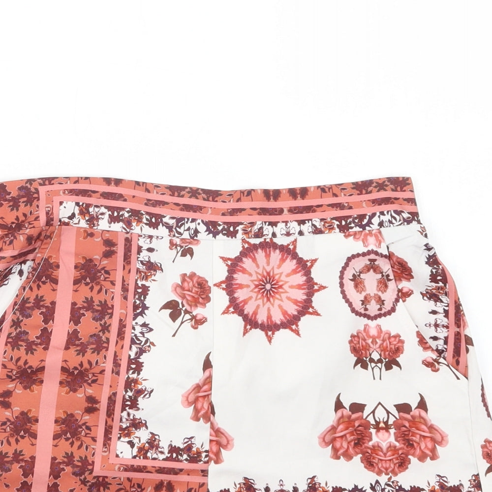 SheIn Womens Red Geometric  Boyfriend Shorts Size S
