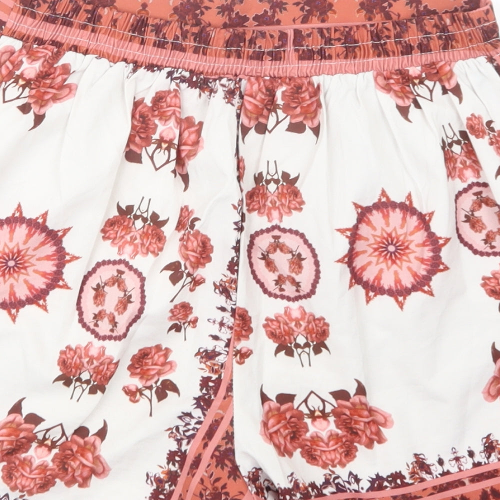 SheIn Womens Red Geometric  Boyfriend Shorts Size S