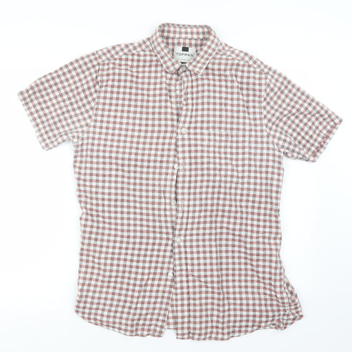 Topman Mens Red Check   Button-Up Size M