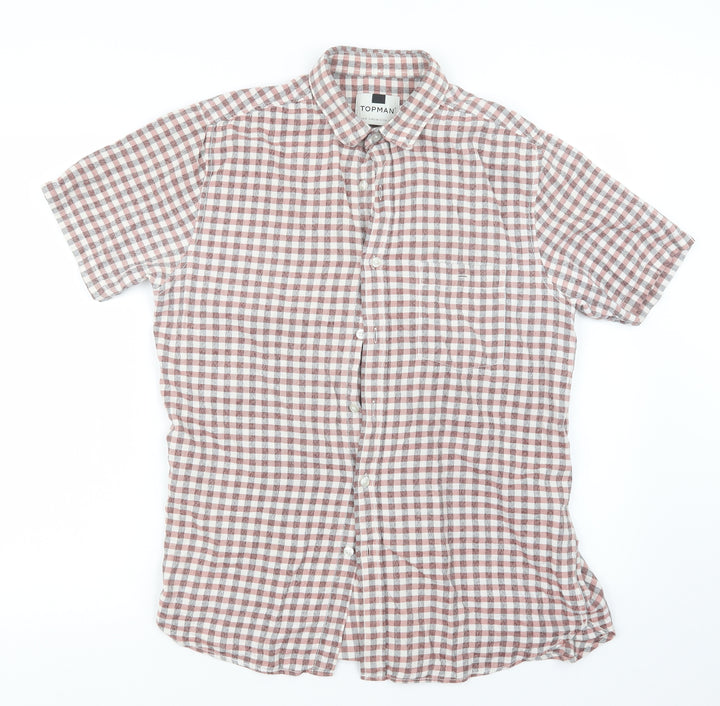 Topman Mens Red Check Button-Up Size M
