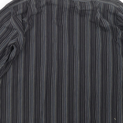 Thomas Nash Mens Black Striped   Button-Up Size 16