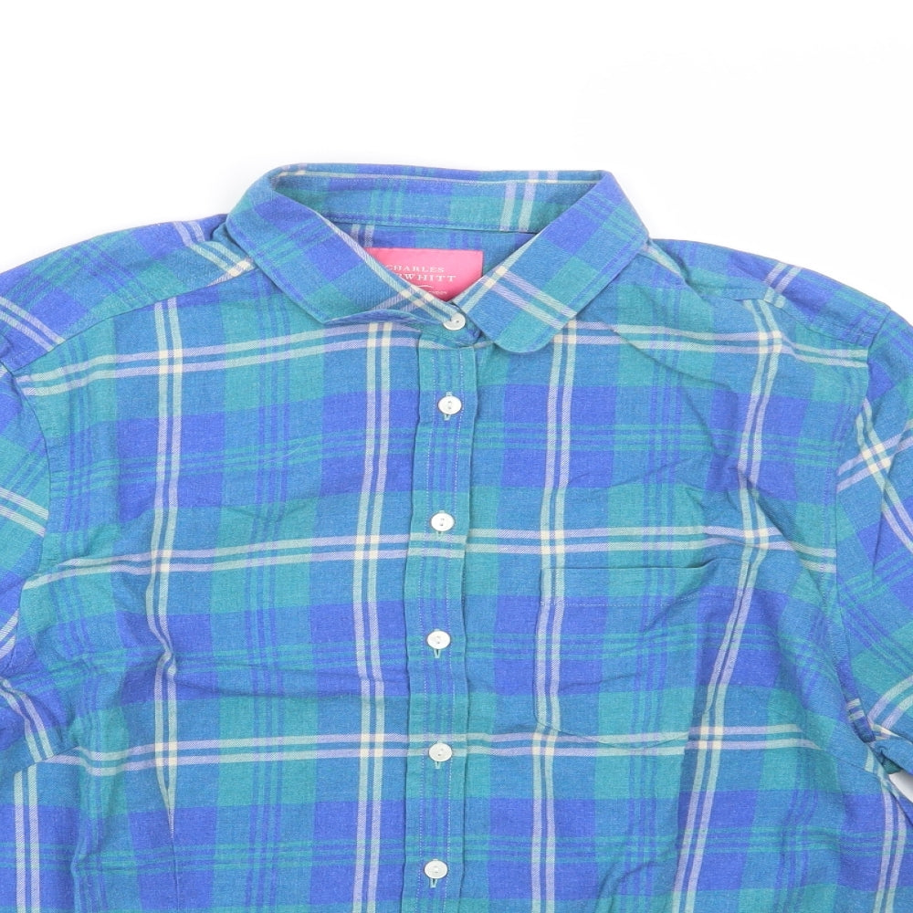 Charles Tyrwhitt Womens Blue Check  Basic Button-Up Size 18