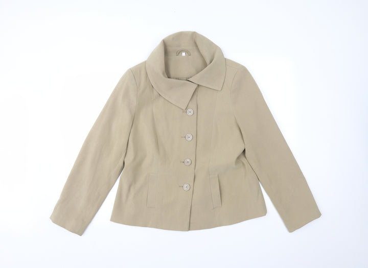 EWM Womens Beige   Jacket Blazer Size 14