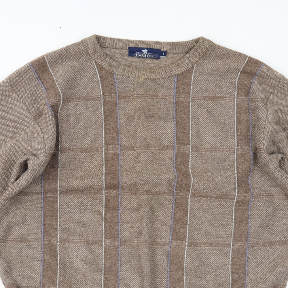 Carson Womens Brown Plaid  Pullover Jumper Size S