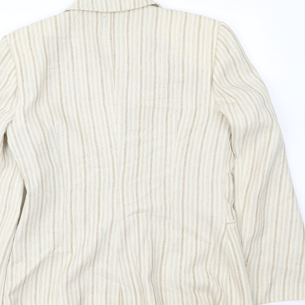 Wish Womens Ivory Striped  Jacket Blazer Size 12