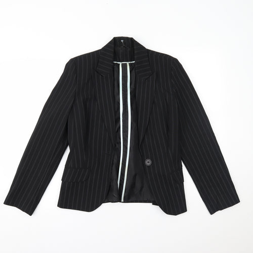 New Look Womens Black Striped  Jacket Blazer Size 12