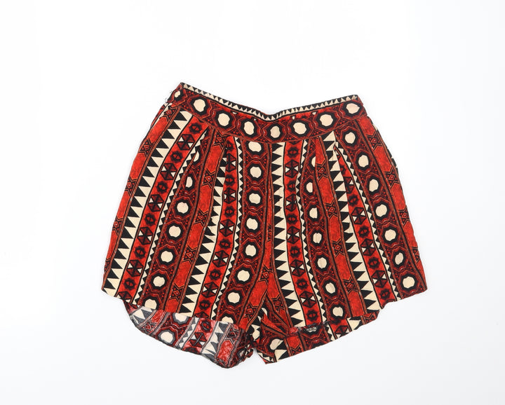 H&M Womens Multicoloured Geometric Paperbag Shorts Size 6