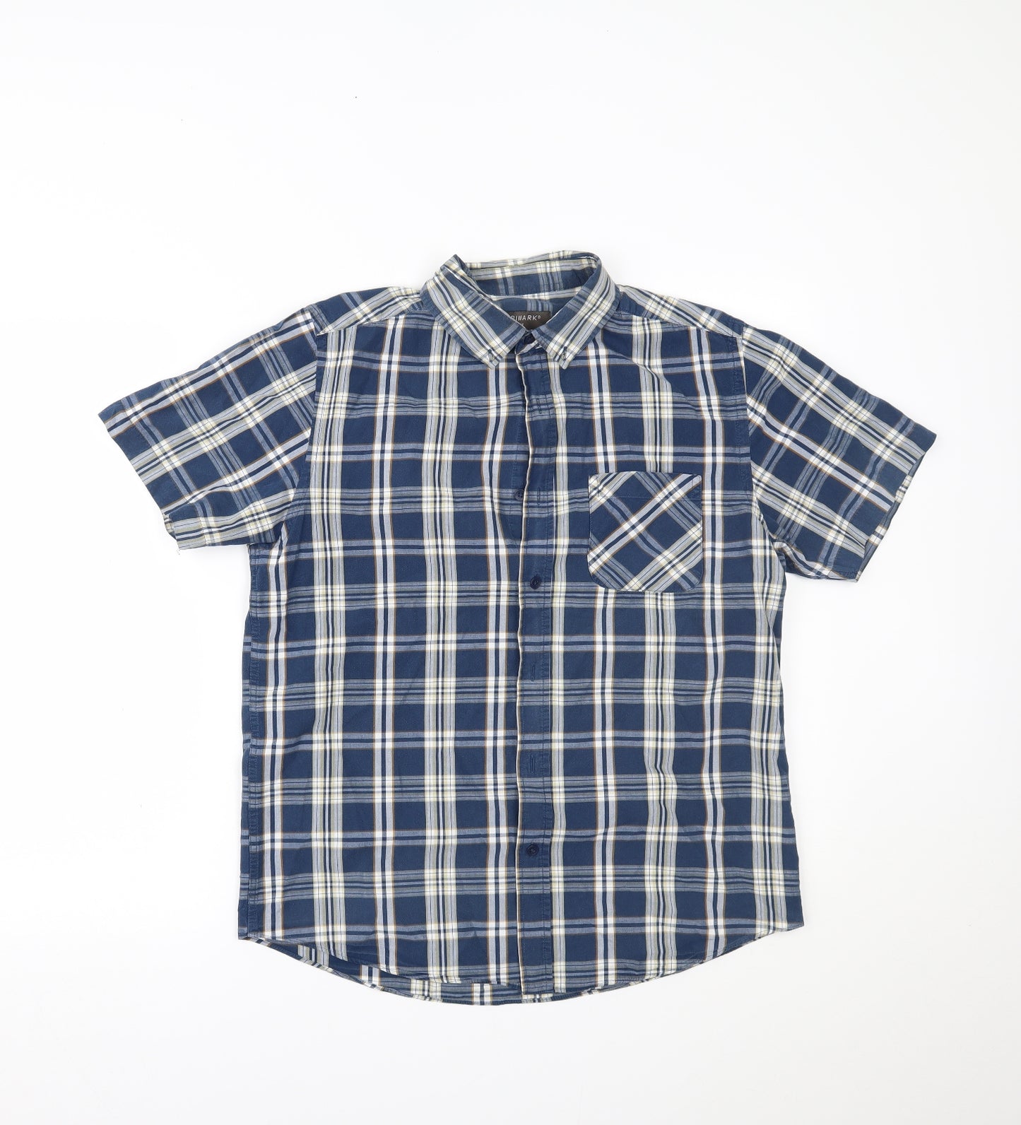 Primark Mens Blue Plaid   Button-Up Size M