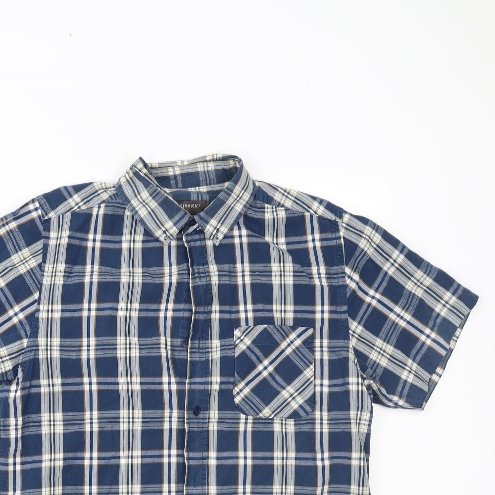 Primark Mens Blue Plaid   Button-Up Size M