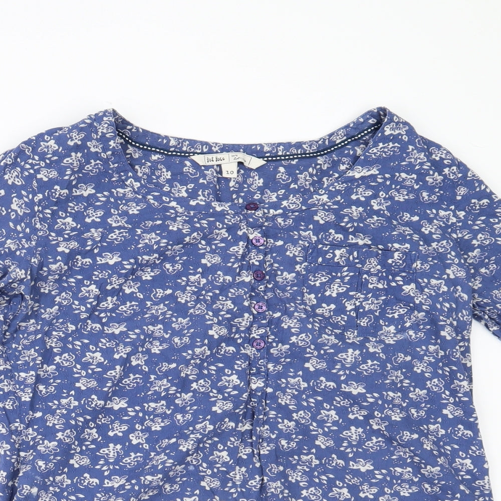 Fat Face Womens Blue Floral  Basic Blouse Size 10