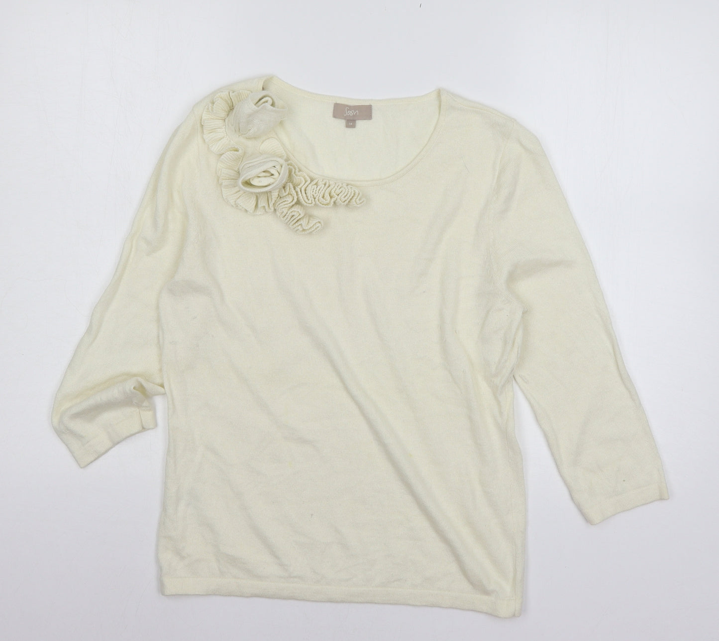 Soon Womens Ivory  Knit Pullover Jumper Size 14