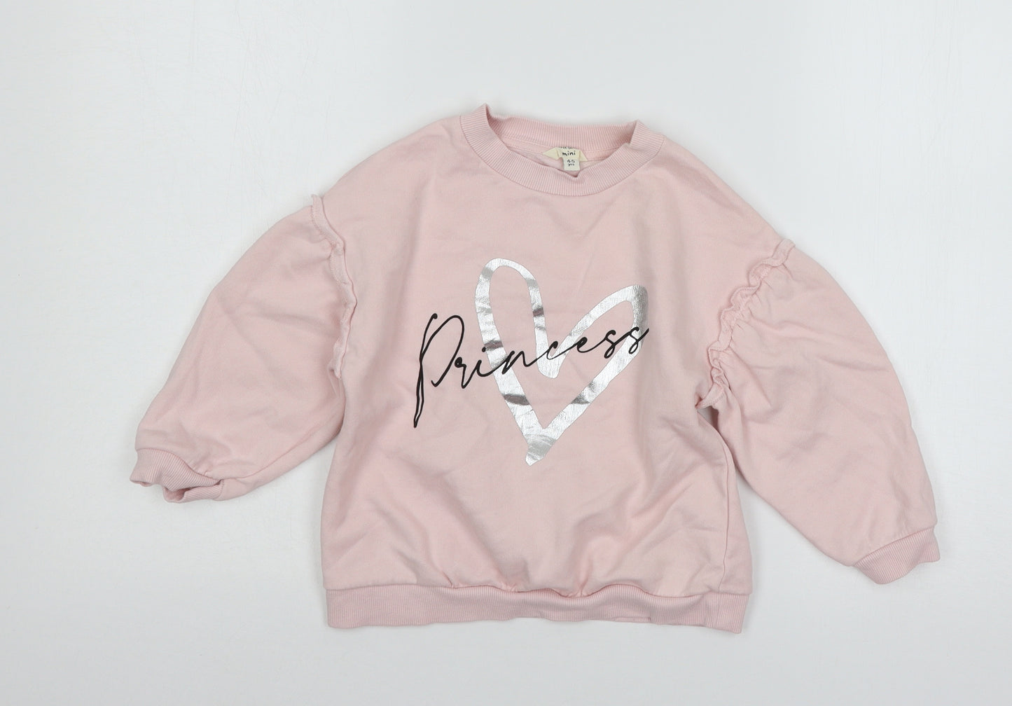 River Island Girls Pink  Jersey Pullover Sweatshirt Size 4-5 Years  - Princess