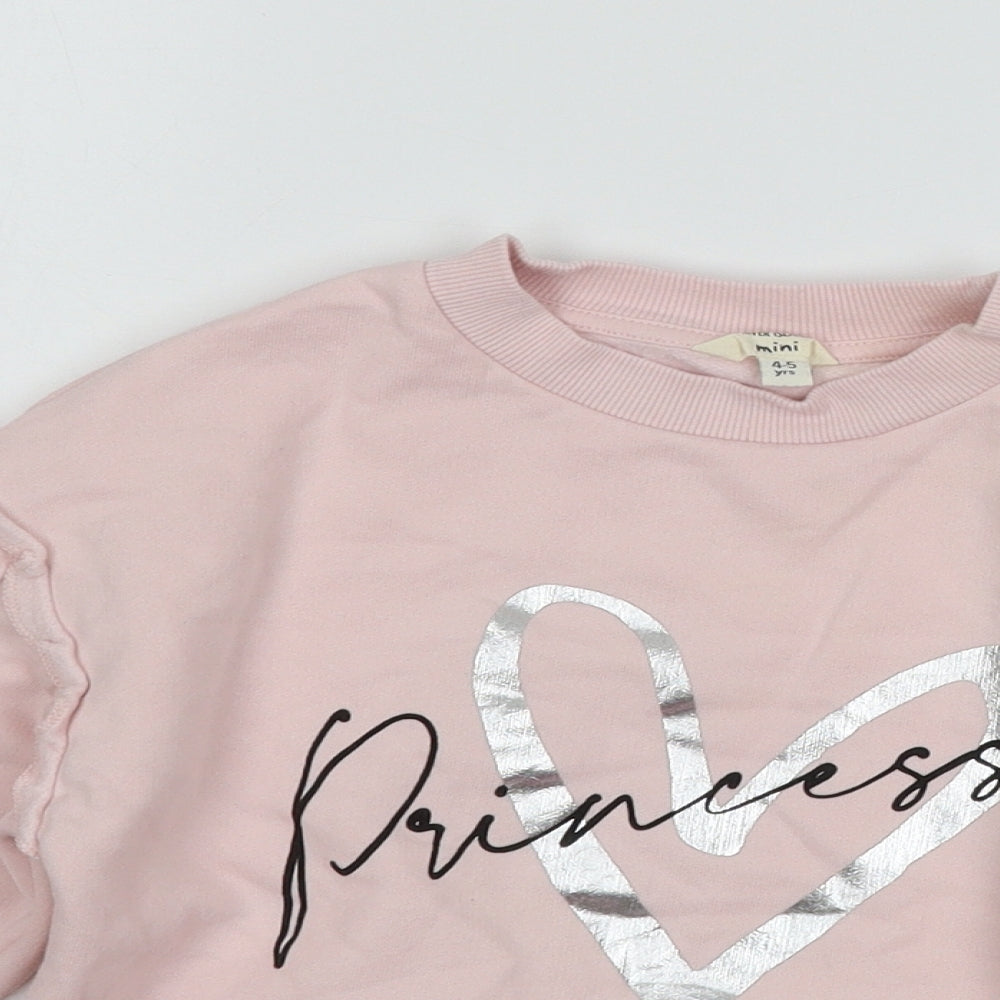 River Island Girls Pink  Jersey Pullover Sweatshirt Size 4-5 Years  - Princess