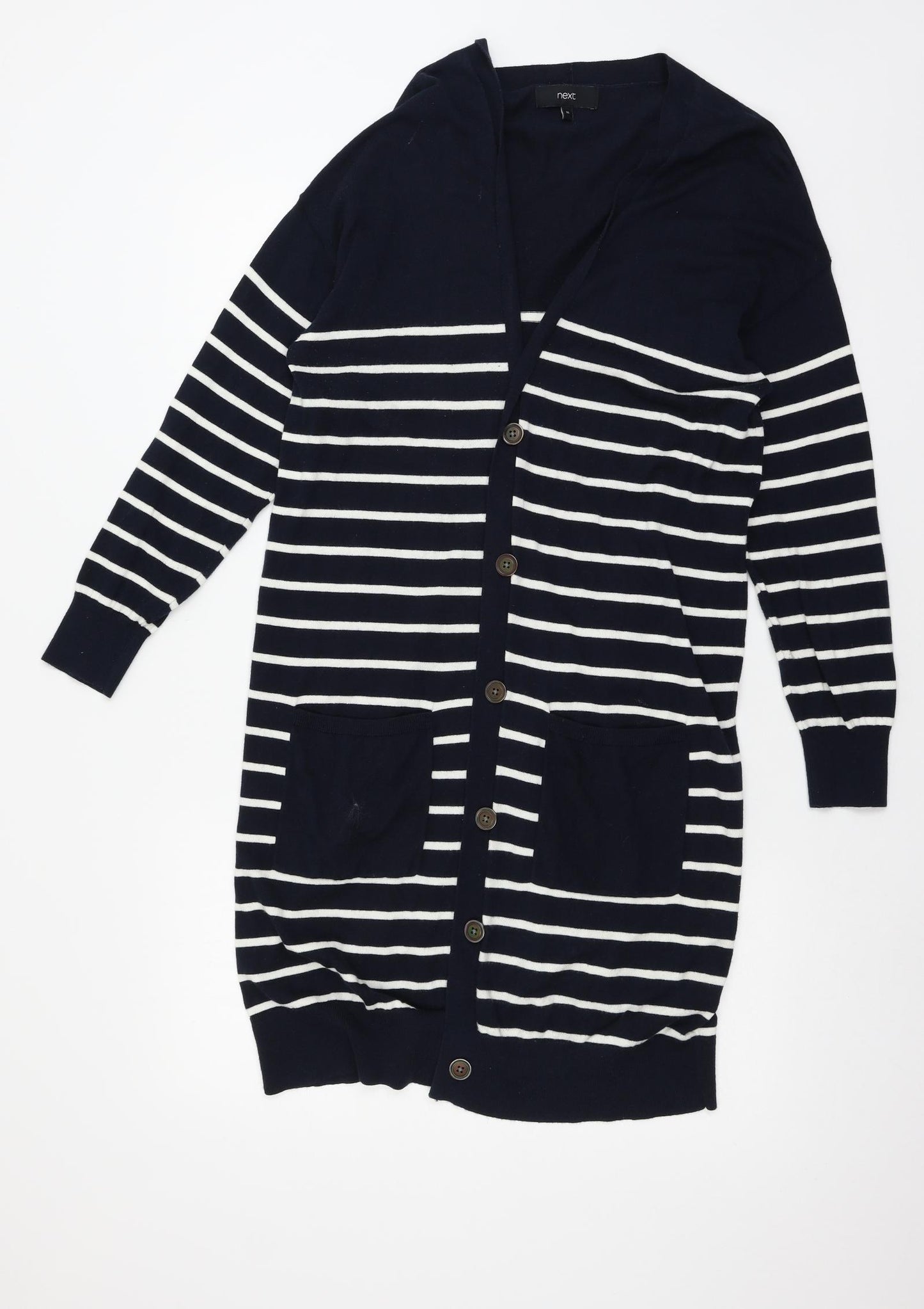 NEXT Womens Blue Striped Knit Cardigan Jumper Size 18