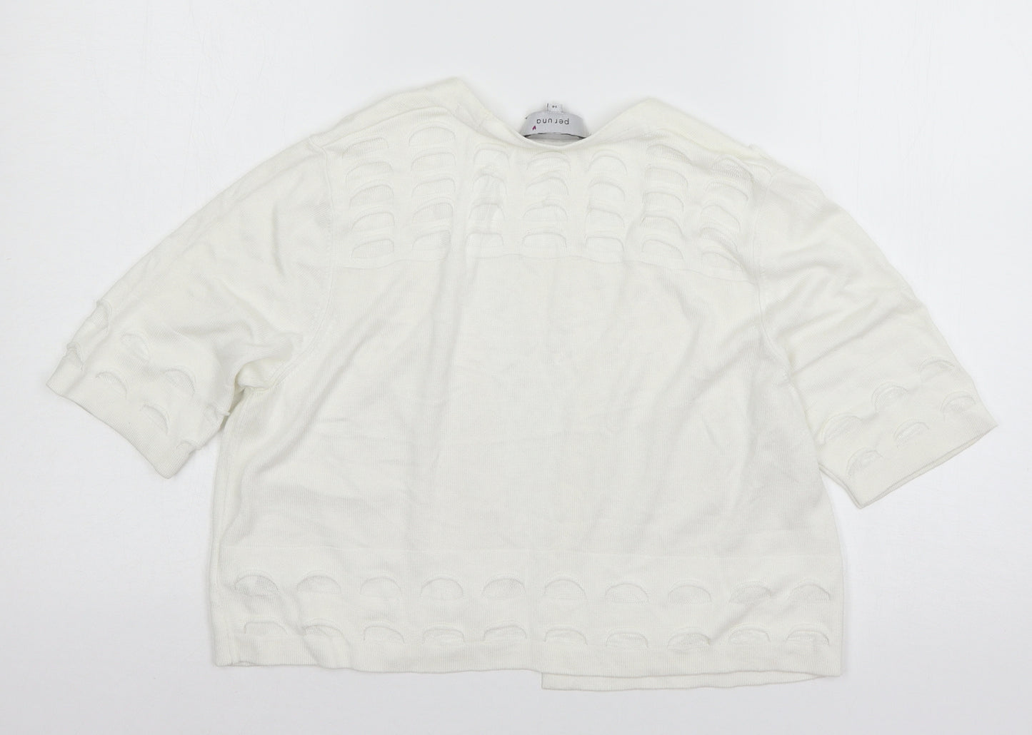 Per Una Womens White  Knit Shrug Jumper Size 14