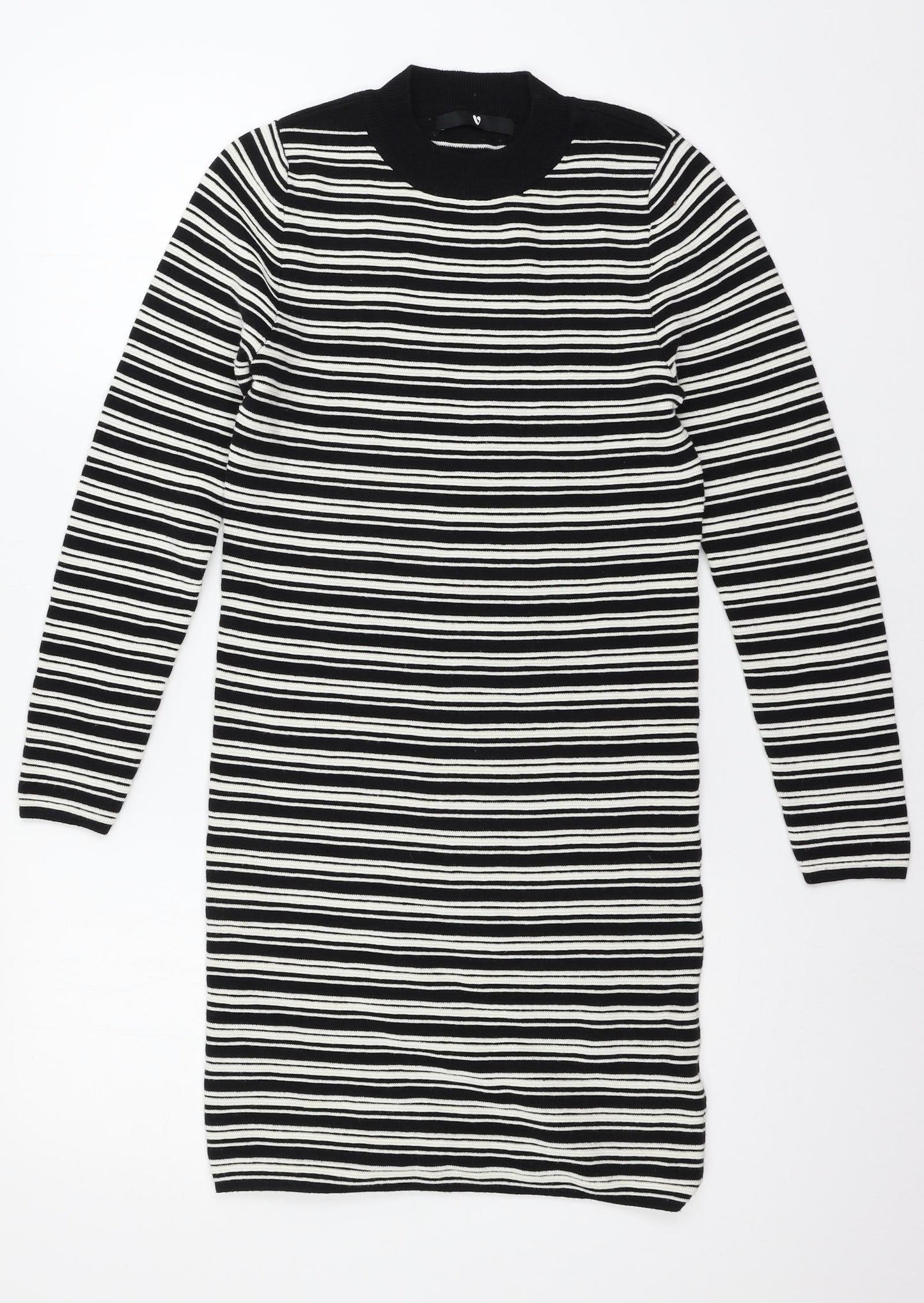 Very Womens Black Striped Jersey Jumper Dress  Size 10