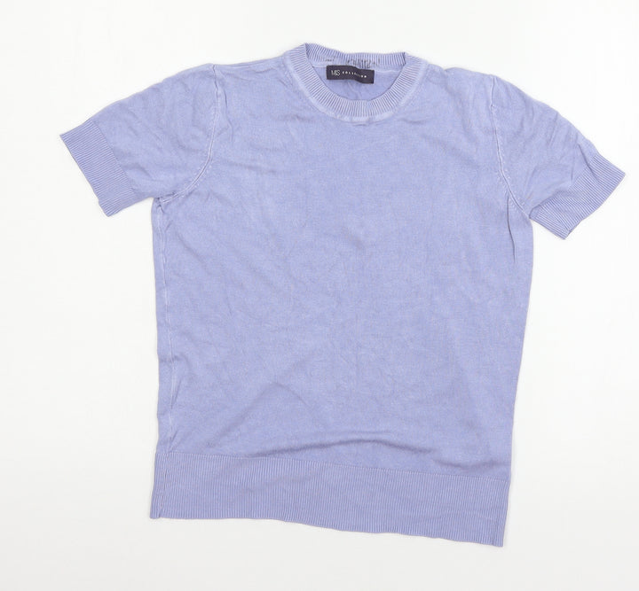 Marks Womens Blue  Knit Basic T-Shirt Size 6