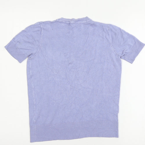 Marks Womens Blue  Knit Basic T-Shirt Size 6