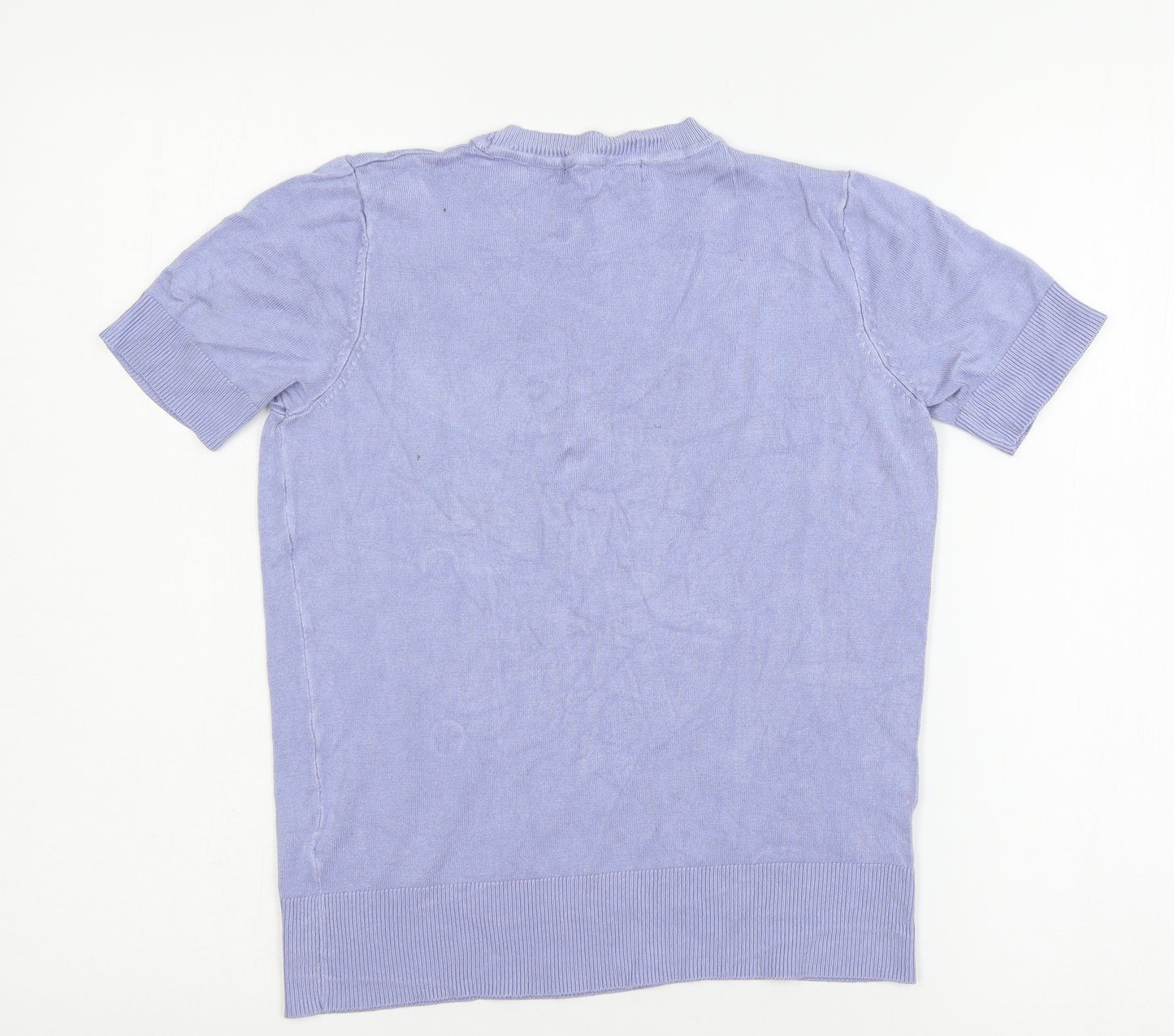 Marks Womens Blue  Knit Basic T-Shirt Size 6