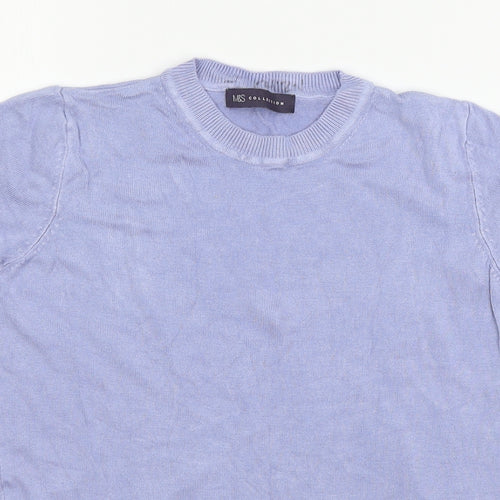 Marks Womens Blue  Knit Basic T-Shirt Size 6