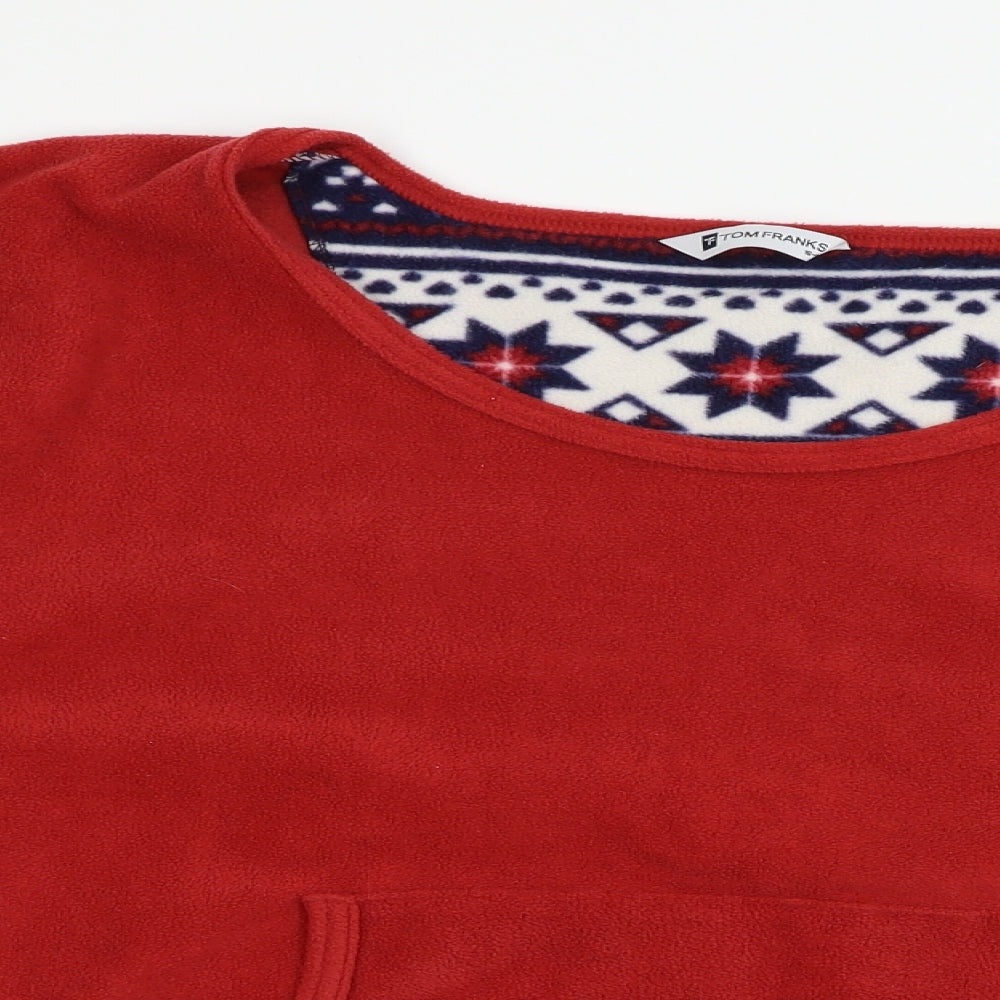 Tom Franks Womens Red Solid Fleece Top Pyjama Set Size 16