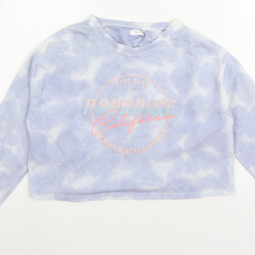 NEXT Girls Blue Geometric Jersey Pullover Sweatshirt Size 11 Years  - Tie Dye