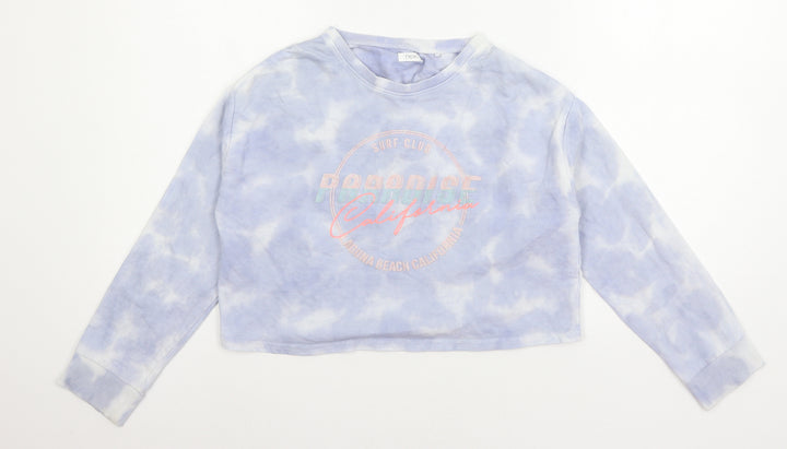 NEXT Girls Blue Geometric Jersey Pullover Sweatshirt Size 11 Years  - Tie Dye