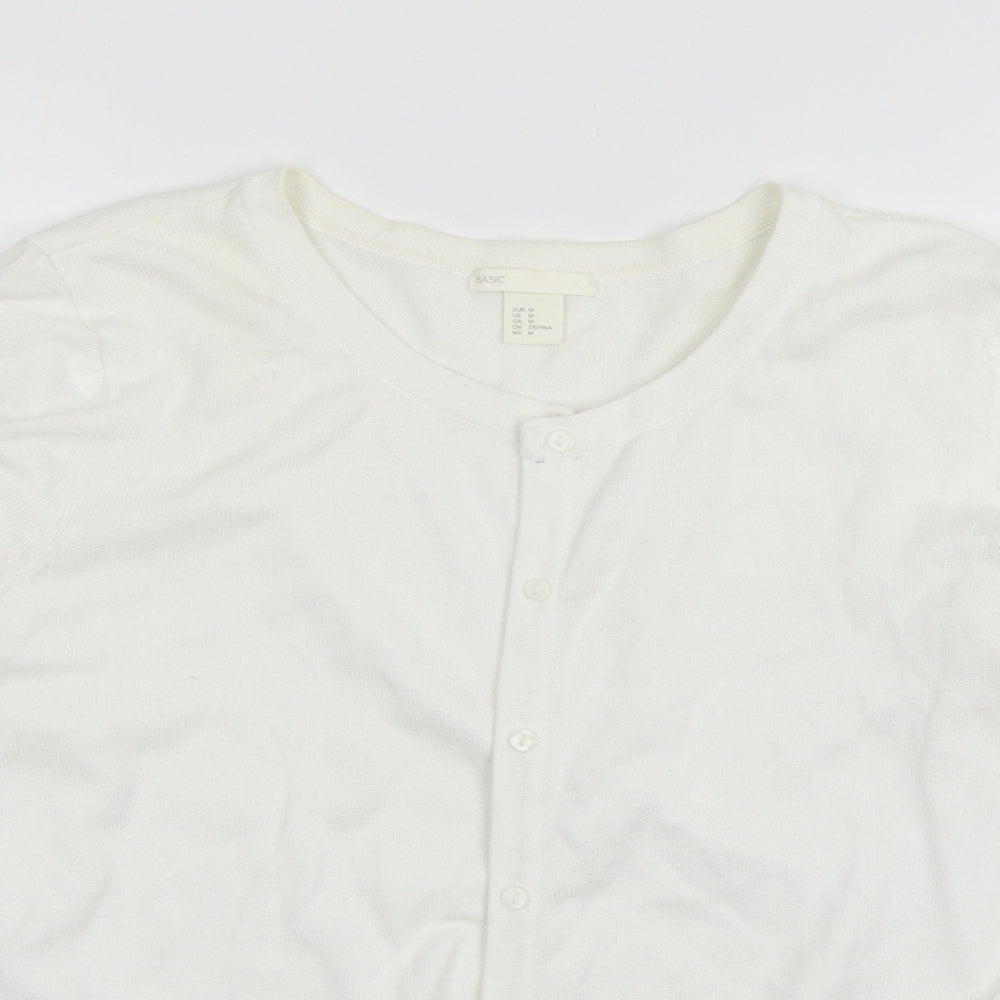 H&M Womens White  Knit Cardigan Jumper Size M