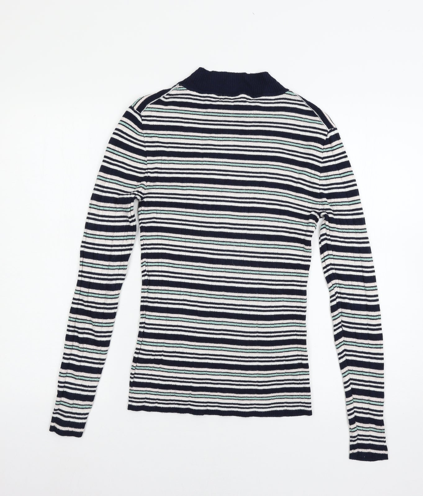Atmos Womens Blue Striped Knit Basic T-Shirt Size 16