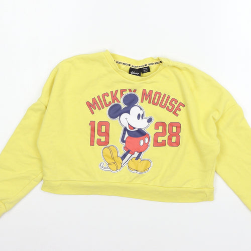 Disney Girls Yellow  Jersey Pullover Sweatshirt Size 7-8 Years  - Mickey Mouse