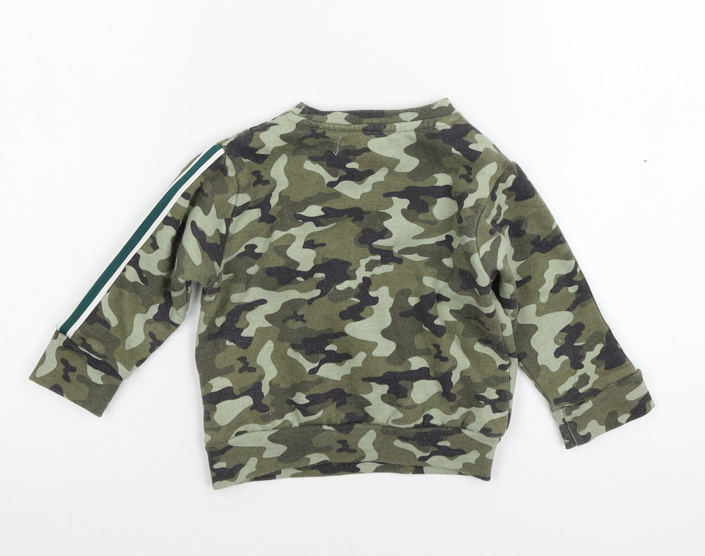 Minnoti Boys Green Camouflage Jersey Pullover Jumper Size 12-18 Months