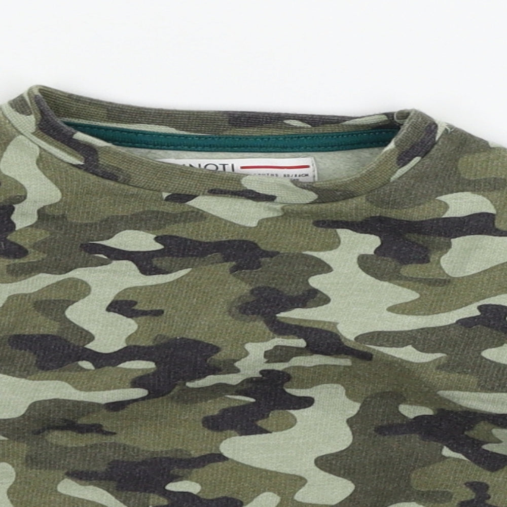 Minnoti Boys Green Camouflage Jersey Pullover Jumper Size 12-18 Months