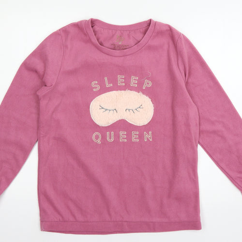 Love to Lou Womens Pink Geometric Fleece Top Pyjama Pants Size 10  - Sleep Queen
