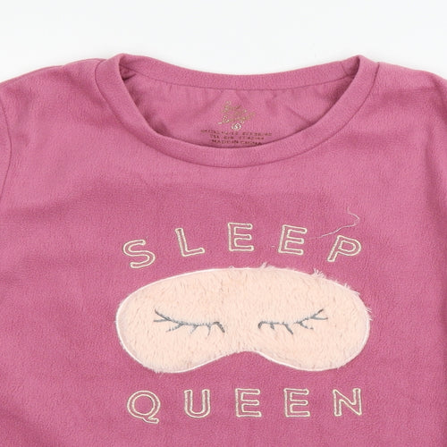 Love to Lou Womens Pink Geometric Fleece Top Pyjama Pants Size 10  - Sleep Queen