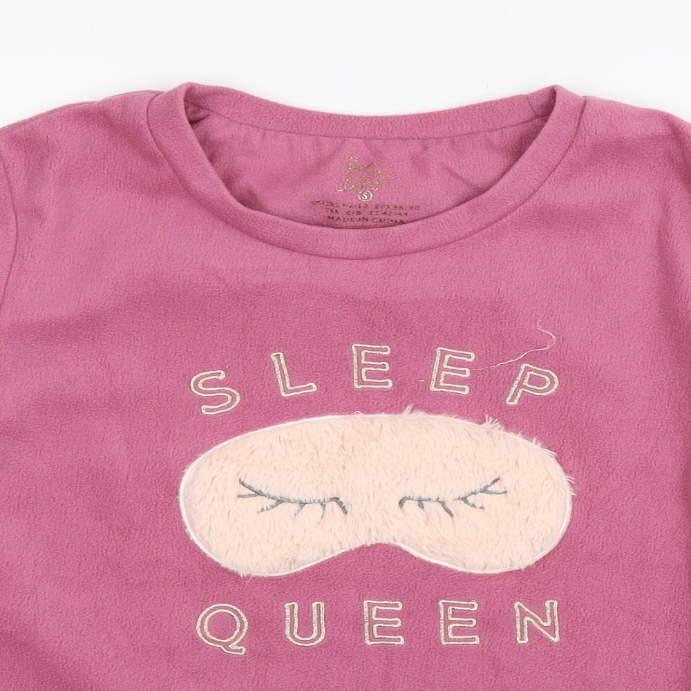Love to Lou Womens Pink Geometric Fleece Top Pyjama Pants Size 10  - Sleep Queen