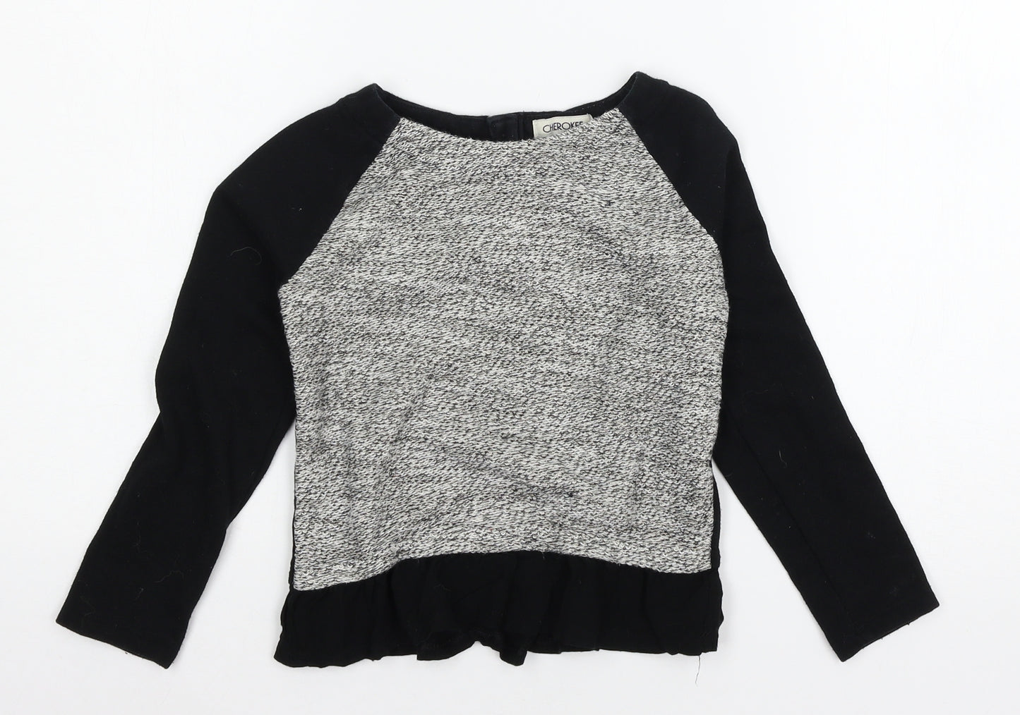 Cherokee Girls Black  Jersey Pullover Sweatshirt Size 6 Years